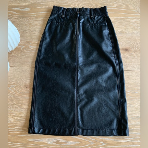 NWOT Anthropologie Pilcro Faux Leather Moto Midi Skirt 2 Pencil Vegan Punk Black - Picture 6 of 16